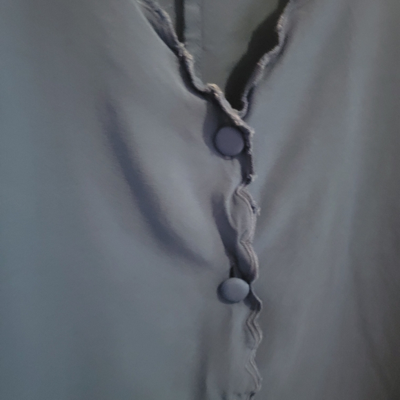 Soft Surrounding Sapphire Embroidered Trim Button Up Blouse Top - Picture 12 of 13